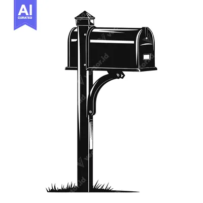 Aset premium populer: Black and White Silhouette of a Mailbox on a Post
