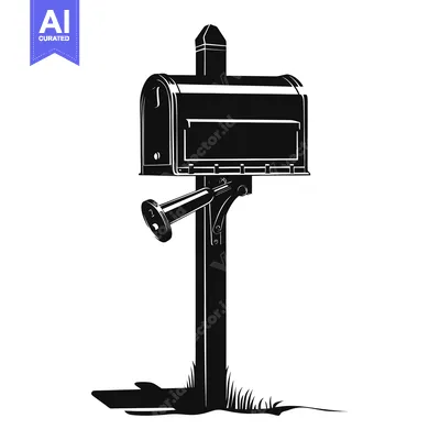 Premium design asset: A Black and White Silhouette of a Mailbox on a Post