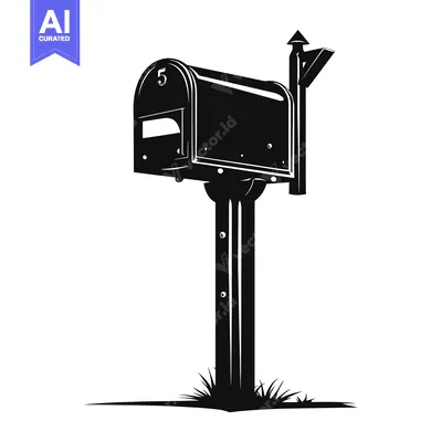 Premium design asset: A Silhouette of a Mailbox Mounted on a Wooden Post