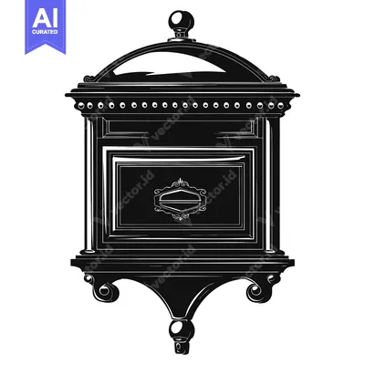 Aset premium populer: Black and White Silhouette of an Ornate Mailbox