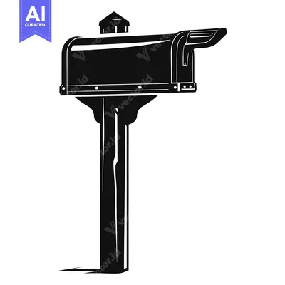 Aset premium populer: Silhouette of a Post Office Mailbox on a Wooden Post
