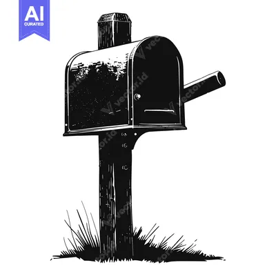 Aset premium populer: Black and White Illustration of a Rural Mailbox