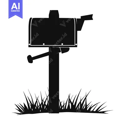 Aset premium populer: A Silhouette of a Mailbox with a Flag Up in a Patch of Grass