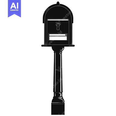 Aset premium populer: Black and White Silhouette of a Mailbox on a Post