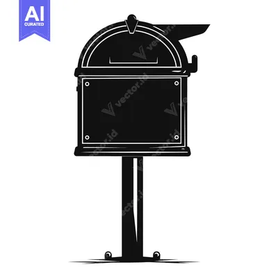 Aset premium populer: Black and White Silhouette of a Mailbox on a Stand