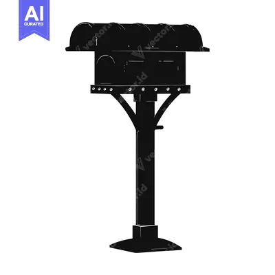 Aset premium populer: Black and White Silhouette of a Mailbox on a Stand