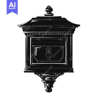 Black and White Silhouette of an Ornate Mailbox