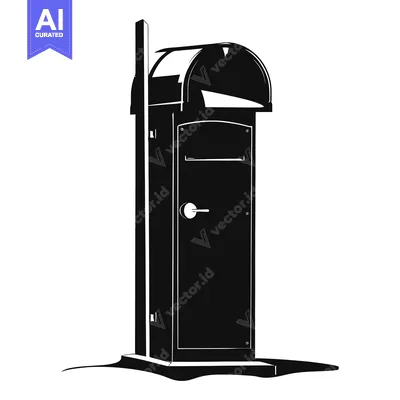 Aset premium populer: Black and White Silhouette of a Traditional Mailbox