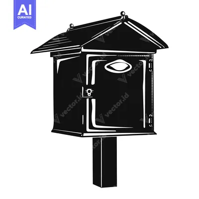 Popular premium asset: Black and White Illustration of a Classic Mailbox with a Roof