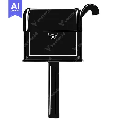 Aset premium populer: Black and White Silhouette of a Mailbox with a Flag Up
