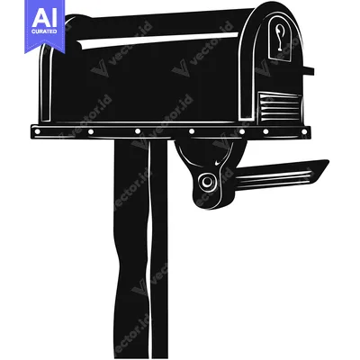 Aset desain premium: Silhouette of a Traditional Mailbox with a Post
