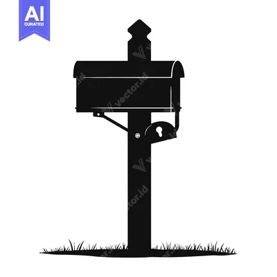 Premium design asset: Black Silhouette of a Mailbox with Grass