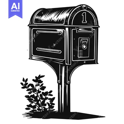 Aset premium populer: Black and White Illustration of a Mailbox with a Number One on it