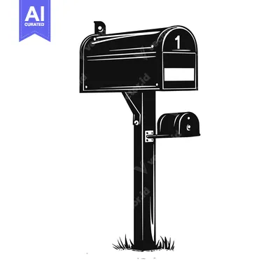 Aset premium populer: A Black and White Illustration of a Mailbox with a Number One on the F