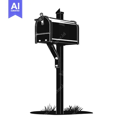Premium design asset: Black and White Silhouette of a Mailbox on a Post