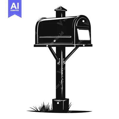 Premium design asset: Black and White Silhouette of a Traditional Mailbox