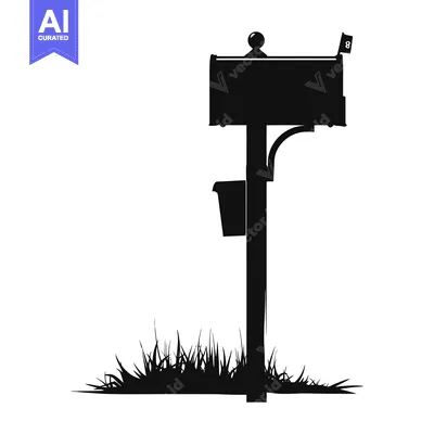 Aset desain premium: Silhouette of a Mailbox with Grass and a Number 8