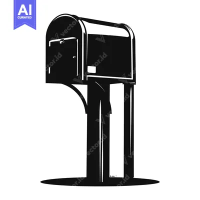 Aset premium populer: Black and White Silhouette of a Mailbox with Post