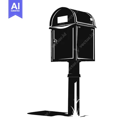 Black and White Silhouette of a Mailbox on a Post
