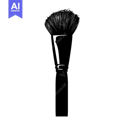Aset desain premium: Black and White Silhouette of a Makeup Brush
