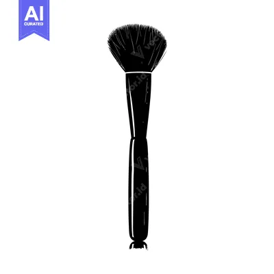 Premium design asset: Black and White Silhouette of a Makeup Brush