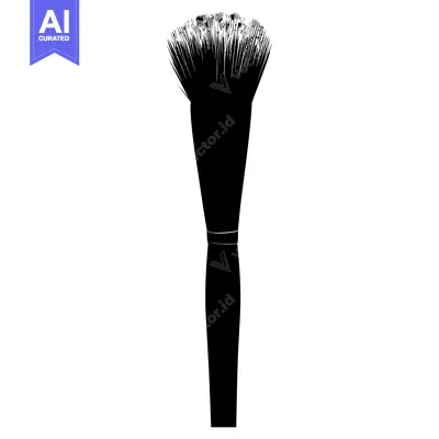 Aset desain premium: Black and White Silhouette of a Makeup Brush