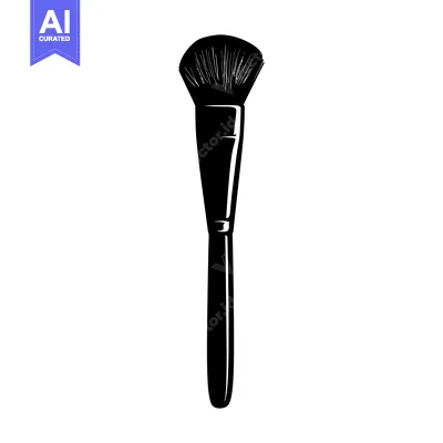 Aset desain premium: A Black and White Silhouette of a Makeup Brush