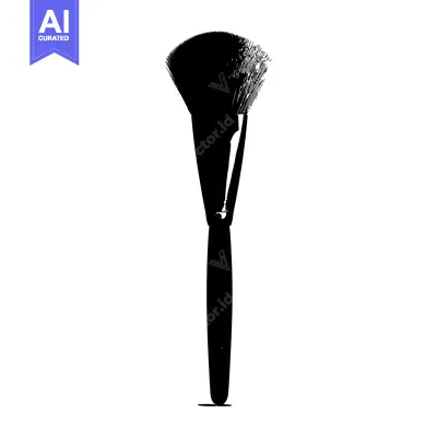 Black and White Silhouette of a Makeup Brush