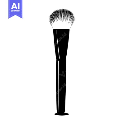Aset desain premium: Black and White Silhouette of a Makeup Brush