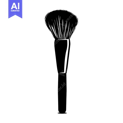 Aset desain premium: Black and White Silhouette of a Makeup Brush