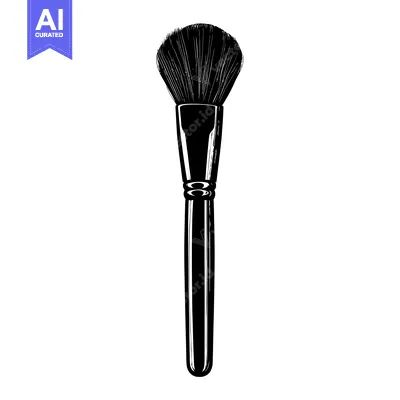 Premium design asset: Black and White Illustration of a Makeup Brush