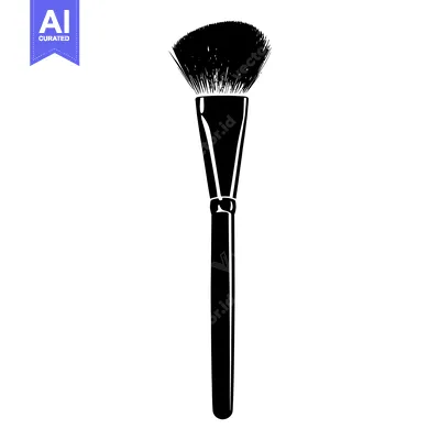 Aset desain premium: Black and White Silhouette of a Makeup Brush