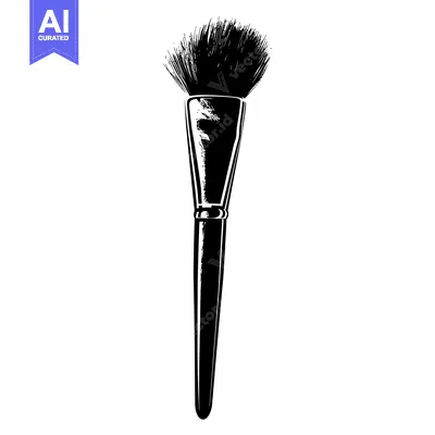 Aset desain premium: Black and White Silhouette of a Makeup Brush