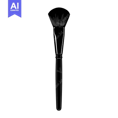 Premium design asset: Black and white silhouette of a makeup brush