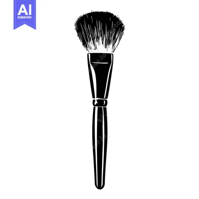 Premium design asset: Black and White Silhouette of a Makeup Brush