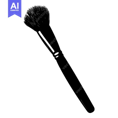 Black and White Silhouette of a Makeup Brush