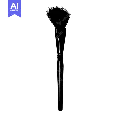 Aset desain premium: Black and White Silhouette of a Makeup Brush
