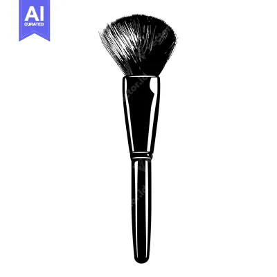 Black and White Illustration of a Makeup Brush