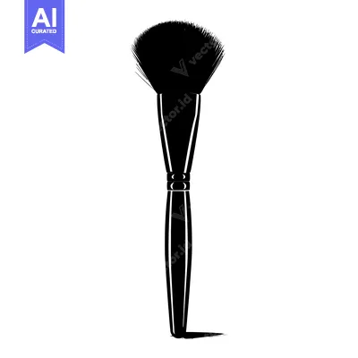 Black and White Silhouette of a Makeup Brush