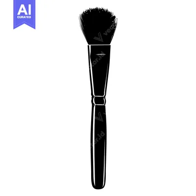 Aset desain premium: Black and White Silhouette of a Makeup Brush