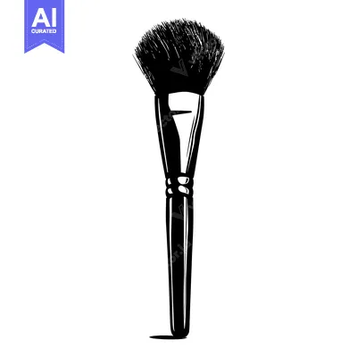 Premium design asset: A Black and White Illustration of a Makeup Brush