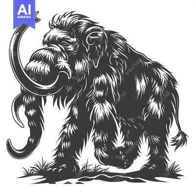Popular premium asset: A Detailed Illustration of a Woolly Mammoth Walking on Grass