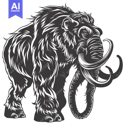 Popular premium asset: A Black and White Illustration of a Woolly Mammoth