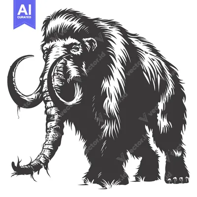 Aset premium populer: A Woolly Mammoth with Large Tusks and Fur