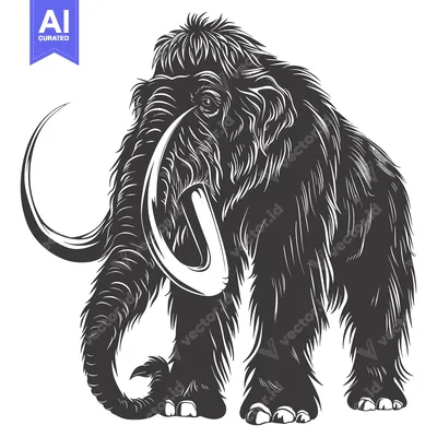 Aset desain premium: A Detailed Line Drawing of a Woolly Mammoth