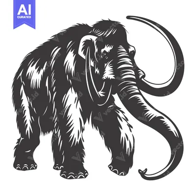 Aset premium populer: A Detailed Black and White Illustration of a Woolly Mammoth