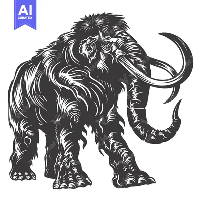 Popular premium asset: A Detailed Line Art Illustration of a Woolly Mammoth