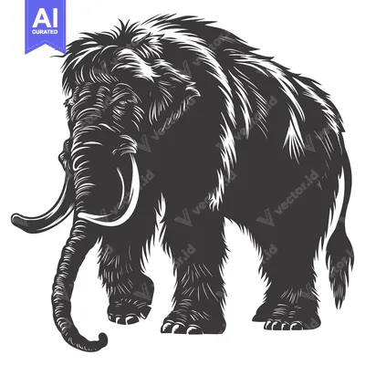 Popular premium asset: Black and White Illustration of a Woolly Mammoth