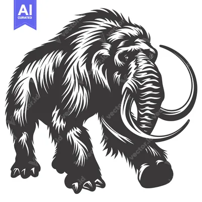 Popular premium asset: A Detailed Illustration of a Woolly Mammoth with Large Tusks