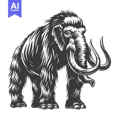 Aset premium populer: A Detailed Illustration of a Woolly Mammoth with Prominent Tusks